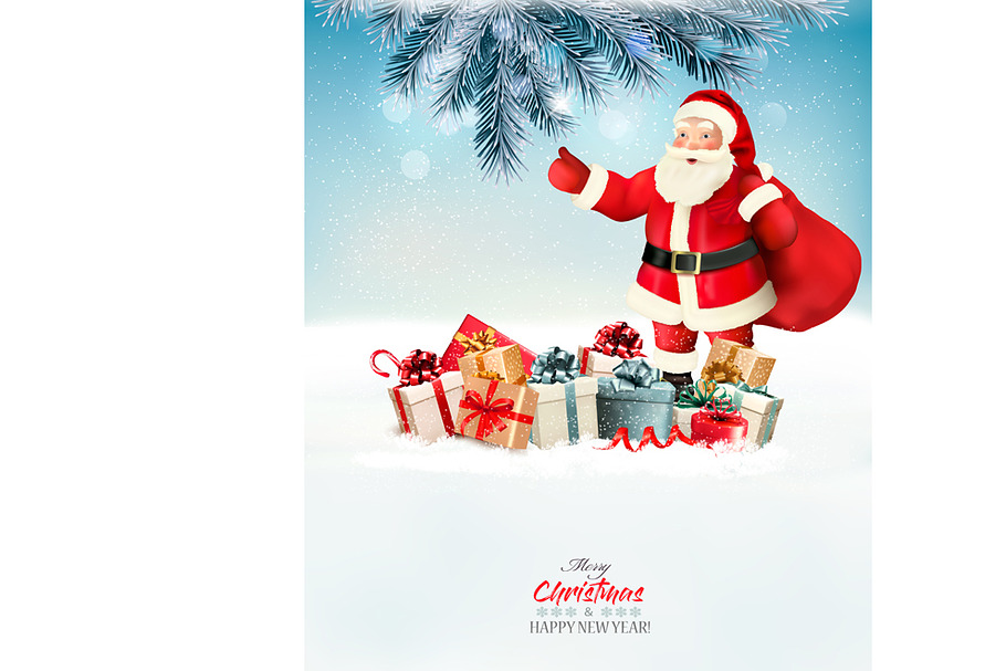 Christmas holiday background with Sa in Illustrations - product preview 8