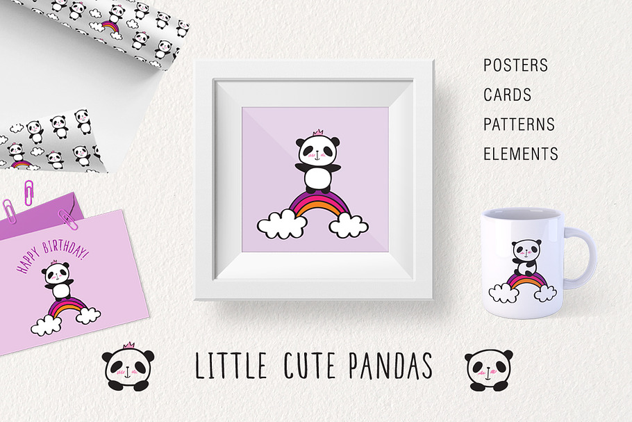Little cute pandas in Illustrations - product preview 8
