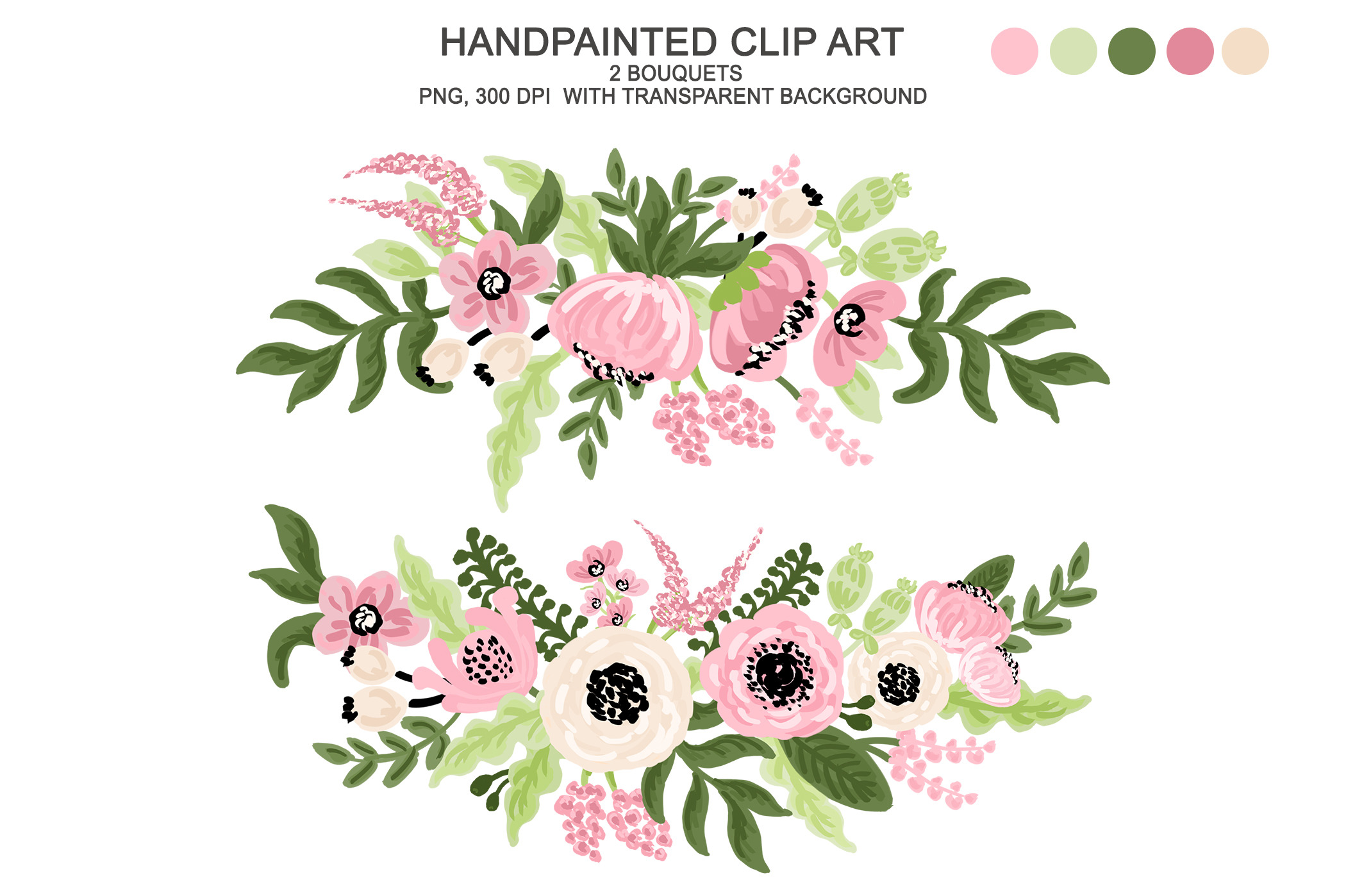 Digital Watercolor Flower Clipart | Custom-Designed ...