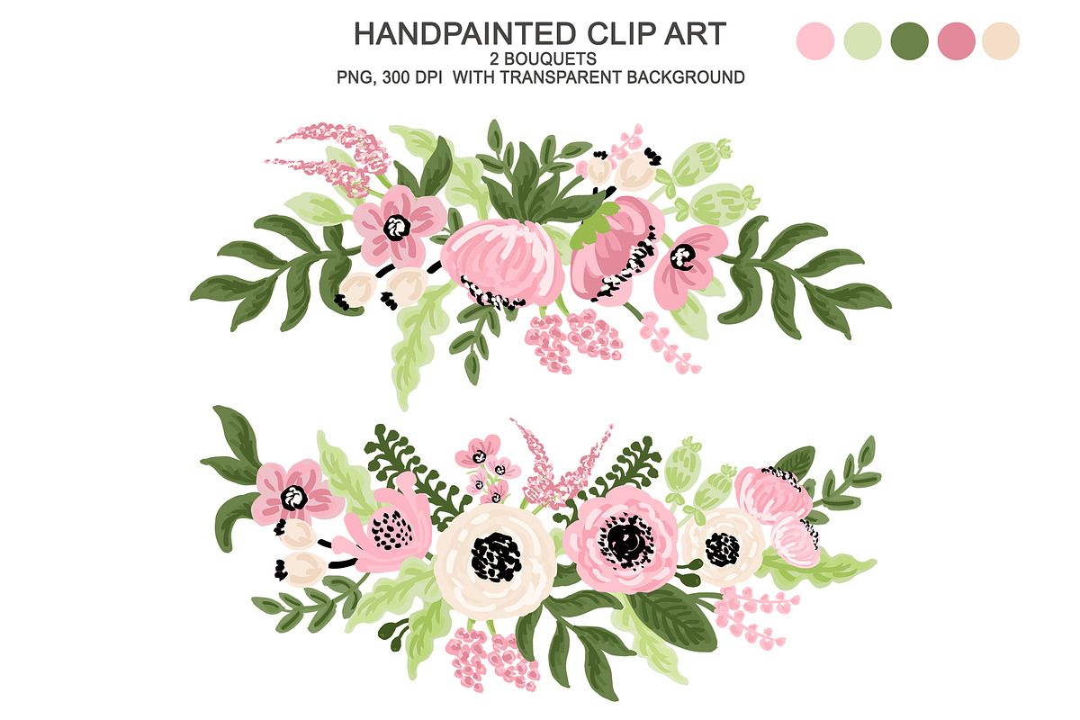 Digital Watercolor Flower Clipart in Illustrations - product preview 8