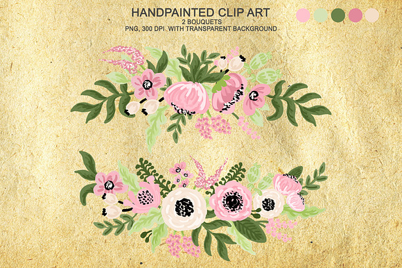 Digital Watercolor Flower Clipart in Illustrations - product preview 1