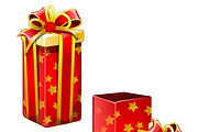 Open box with gifts. Vector