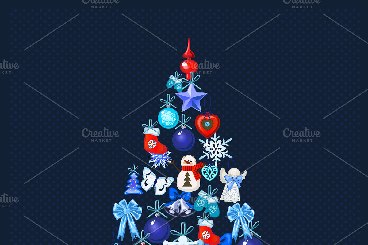 Christmas tree with decoration in Illustrations - product preview 8