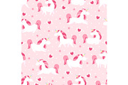 Magic Unicorn seamless pattern. Modern fairytale endless textures, magical repeating backgrounds. Cute baby backdrops. Vector illustration