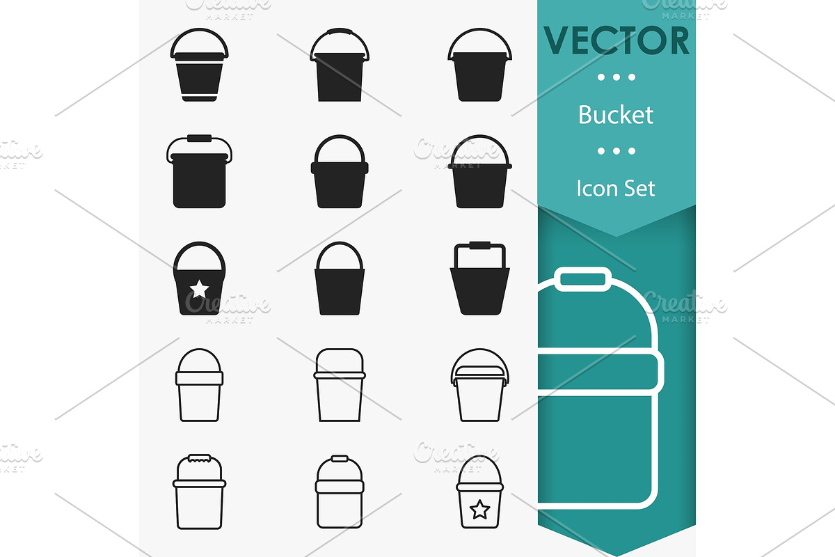 Bucket icons vector in Illustrations - product preview 8