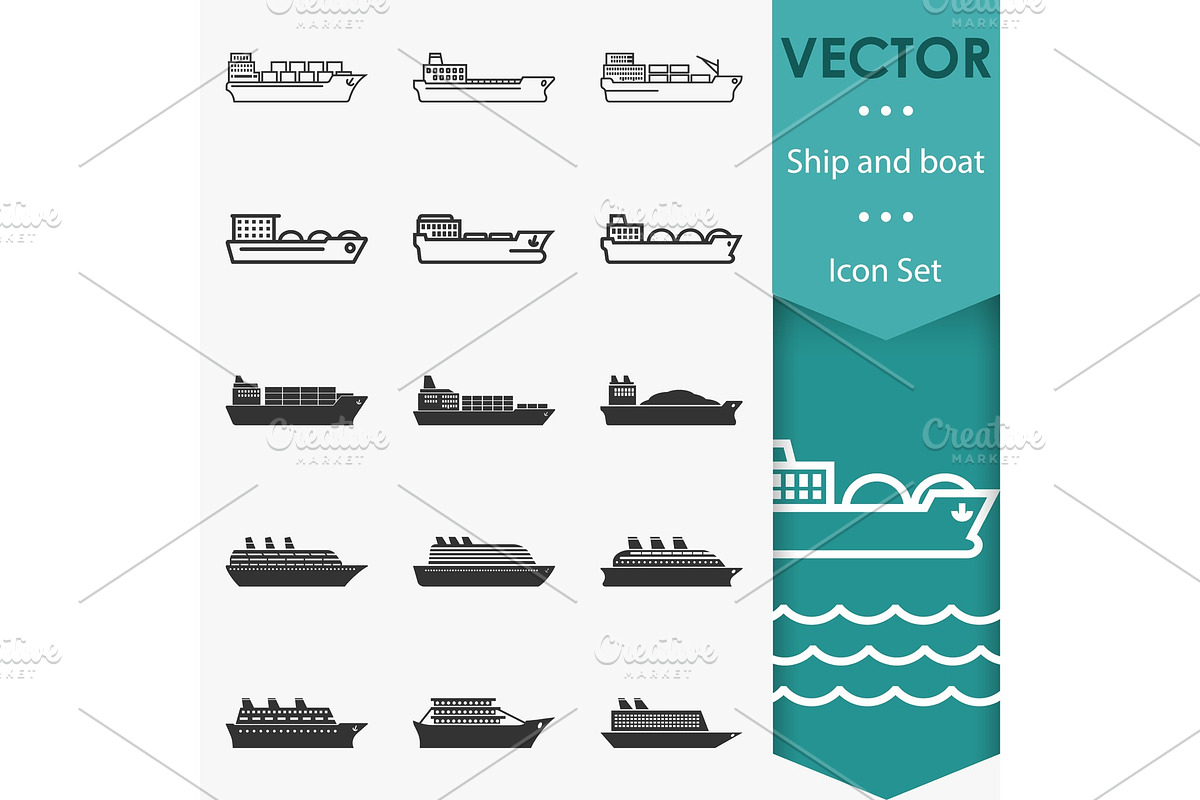 ship icons vector in Illustrations - product preview 8
