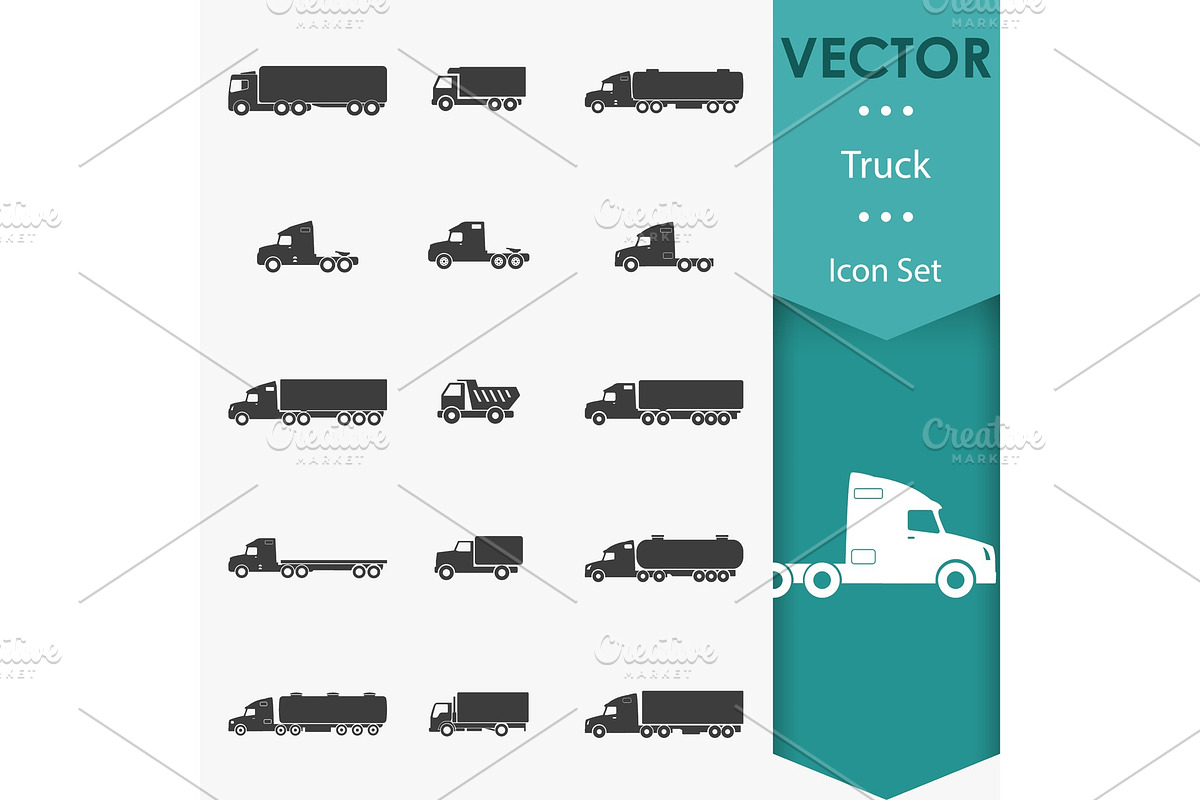 Truck icons vector in Illustrations - product preview 8