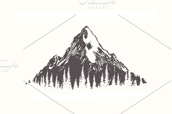 Collection of mountain landscapes in Illustrations - product preview 1