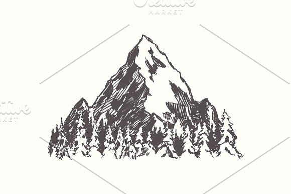 Collection of mountain landscapes in Illustrations - product preview 6