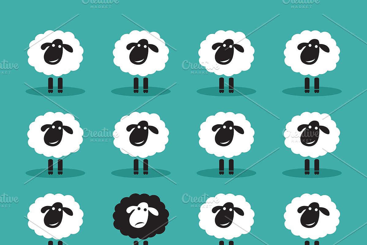 Black sheep in white sheep group. in Patterns - product preview 8