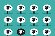 Black sheep in white sheep group.