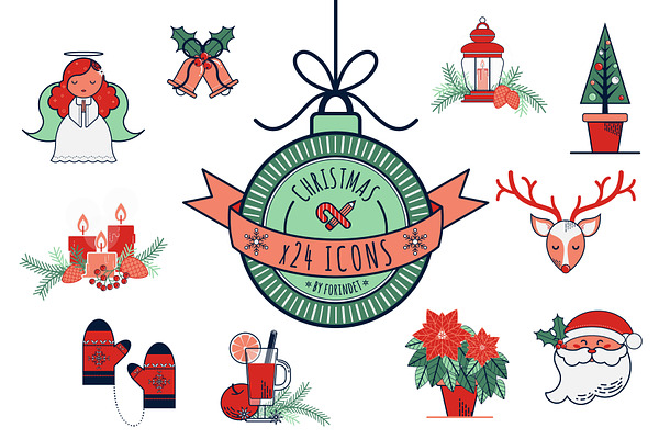 24 Christmas Illustrative Icons