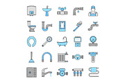 Plumbing color icons set