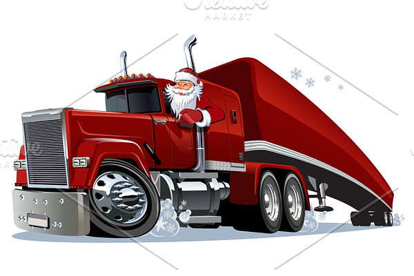 Cartoon retro Christmas truck
