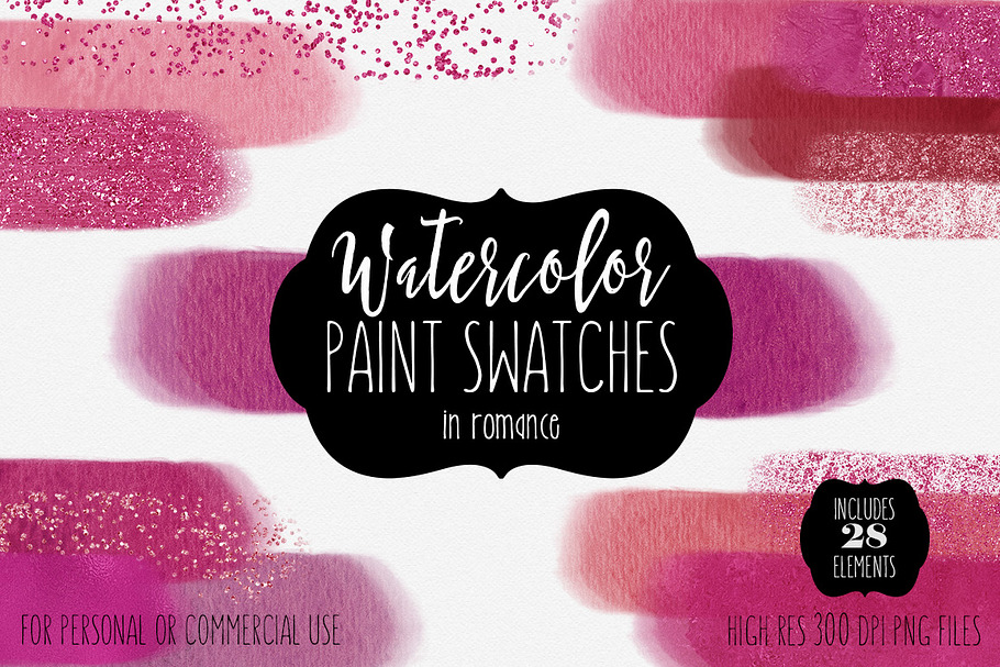Watercolor Paint Swatches in Romance