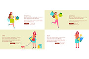 Four Set of Pages Shopping Vector Illustration