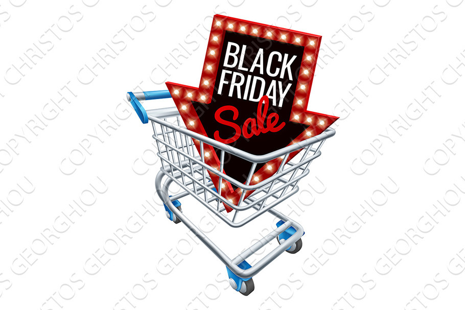 Black Friday Sale Shopping Trolley Sign in Textures - product preview 8