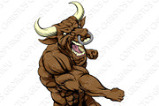 Mean bull mascot fighting