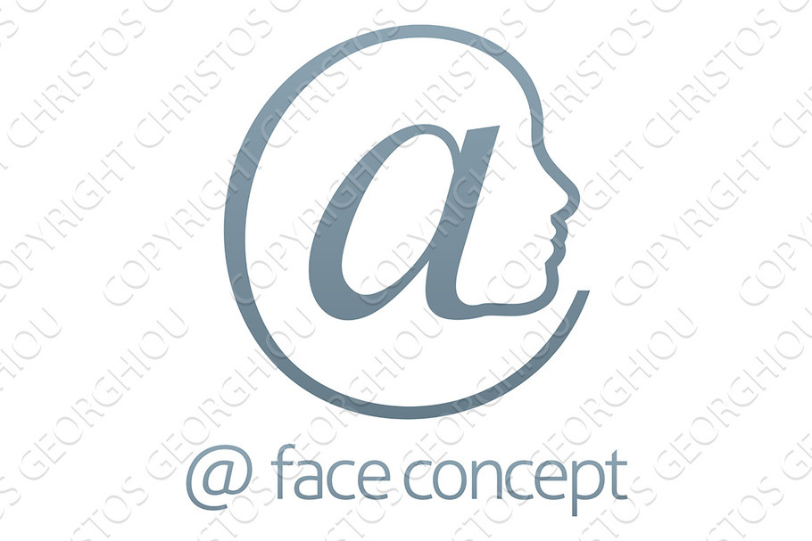 At Sign Symbol Face Concept in Illustrations - product preview 8