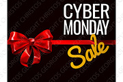 Cyber Monday Sale Red Gift Bow Sign