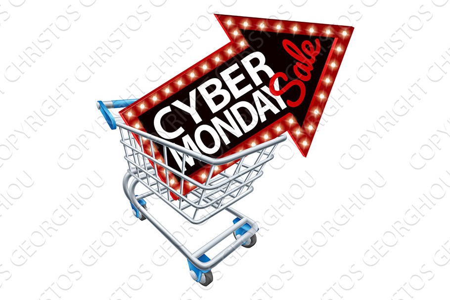 Shopping Trolley Cyber Monday Sale Sign in Textures - product preview 8