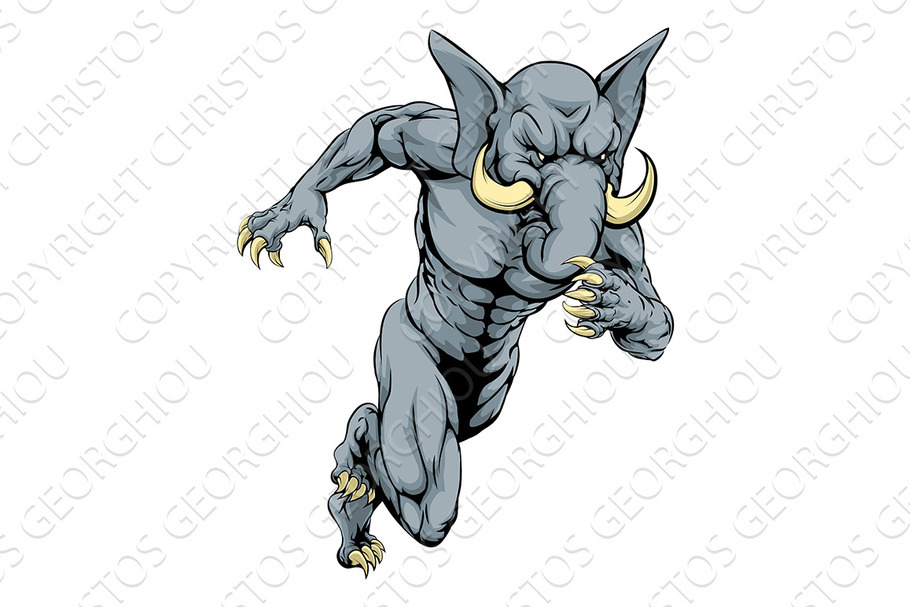 Elephant sports mascot running in Illustrations - product preview 8