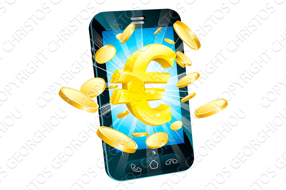 Euro money phone concept in Illustrations - product preview 8