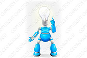 Blue robot light bulb head