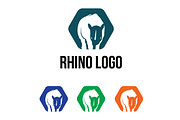 Rhino Rhinoceros Hexagon Logo