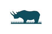 Rhino Silhouette Rhinoceros On Grass