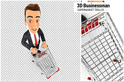 3D Businessman Supermarket Trolley