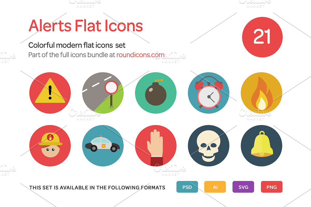 Alerts Flat Icons in Graphics - product preview 8