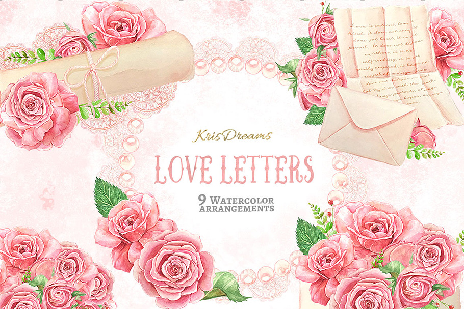 Love Letter Watercolor Clipart