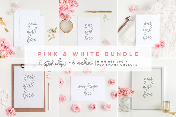 Pink & White Bundle - Mockups in Print Mockups - product preview 9
