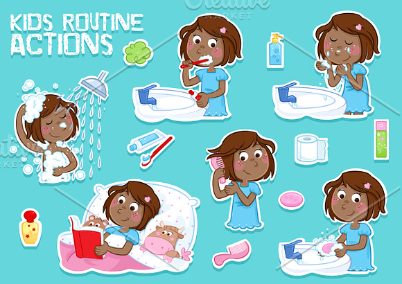 Daily routine actions in Illustrations - product preview 4