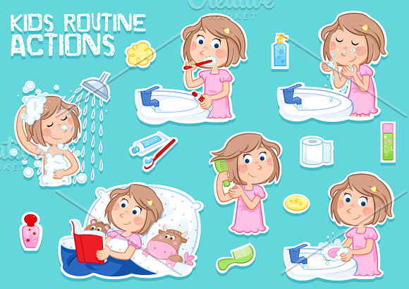Daily routine actions in Illustrations - product preview 5
