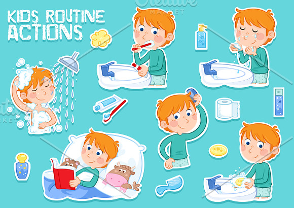 Daily routine actions in Illustrations - product preview 6