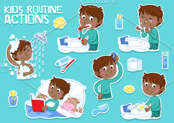 Daily routine actions in Illustrations - product preview 7