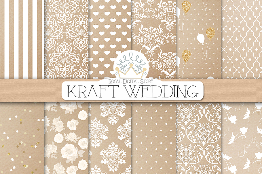 KRAFT WEDDING digital paper in Patterns - product preview 8