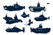 silhouettes of submarines