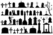 Gravestones and tombstones set