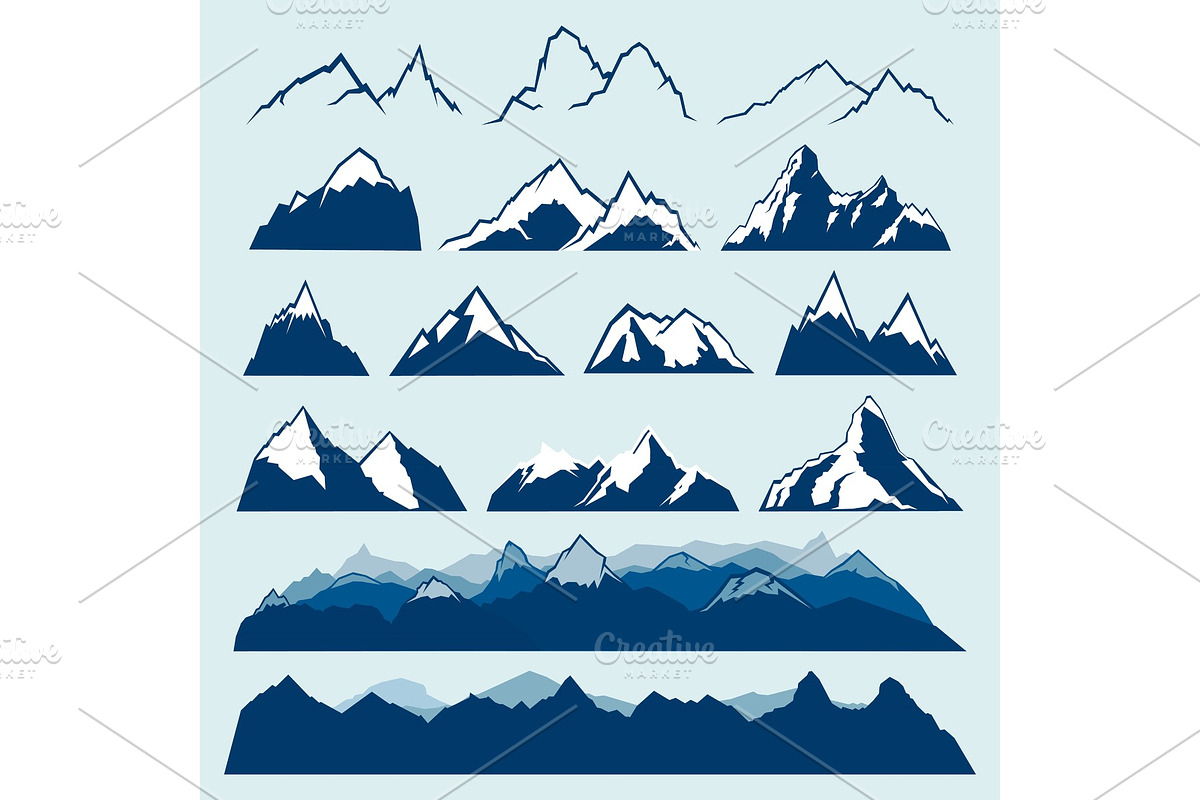 mountains vector set in Illustrations - product preview 8
