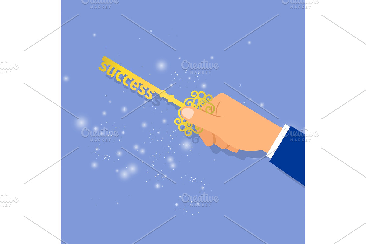 Businessman hand holding key of success in Illustrations - product preview 8