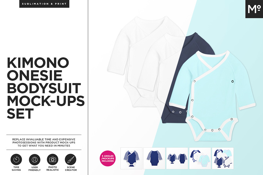 Kimono Onesie Bodysuit Mock-ups Set in Product Mockups - product preview 8