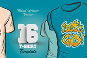 16 Hand-drawn vector tshirt template