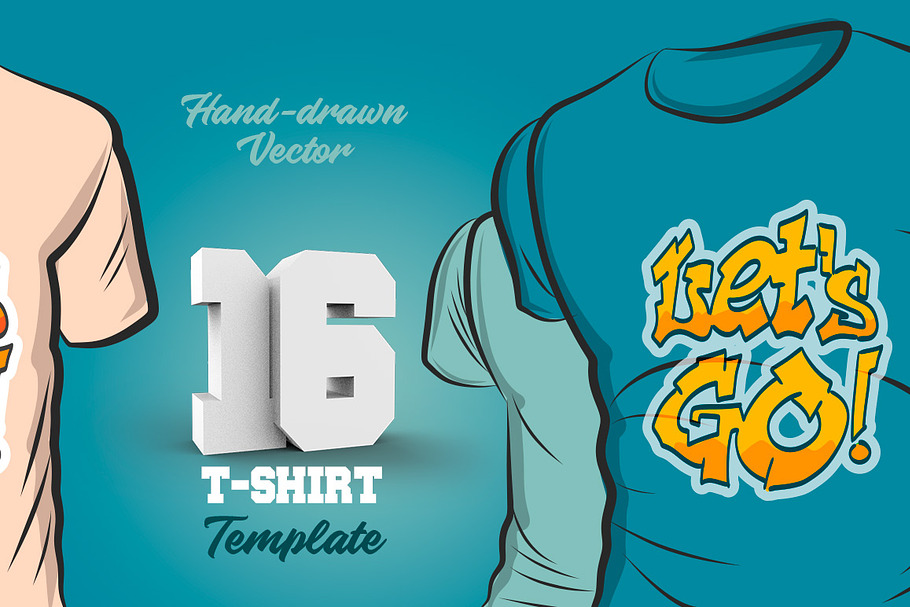16 Hand-drawn vector tshirt template in Product Mockups - product preview 8