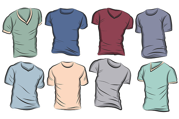 16 Hand-drawn vector tshirt template in Product Mockups - product preview 2