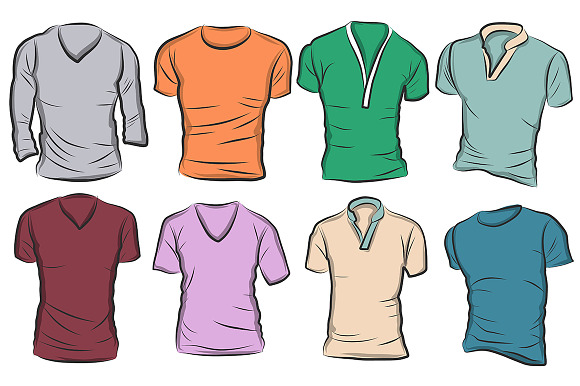 16 Hand-drawn vector tshirt template in Product Mockups - product preview 3