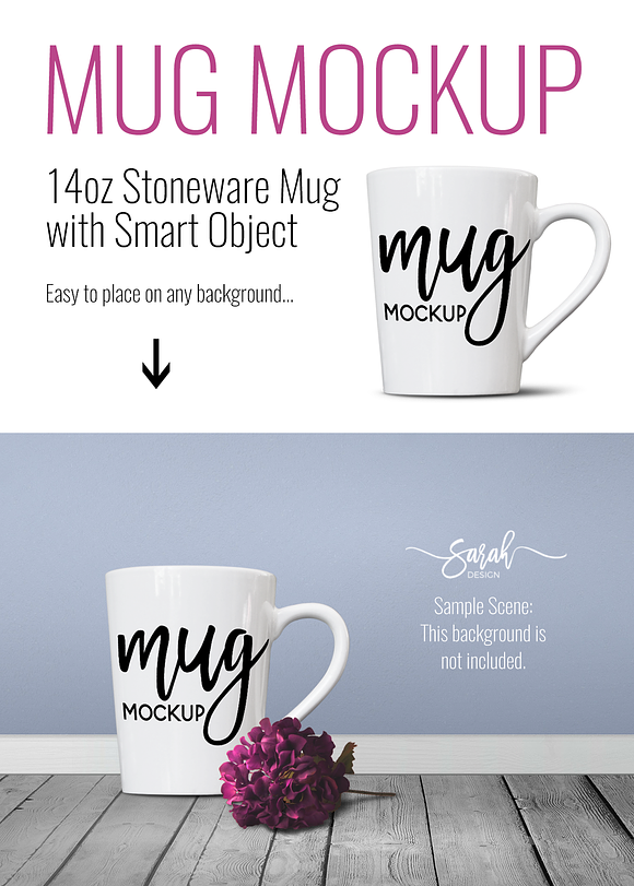 14oz Tapered Mug Mockup in Product Mockups - product preview 3