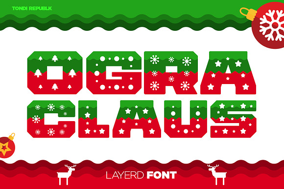 Ogra Clause Layered Christmas Font in Display Fonts - product preview 1